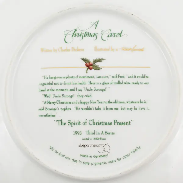 Department 56 "The Spirit Of Christmas Present" A Christmas Carol Plate 1993