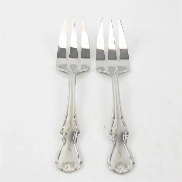 2 Waterford Baron's Court Pattern 18/10 SS Med Cold Meat Serving Forks 9" Rare