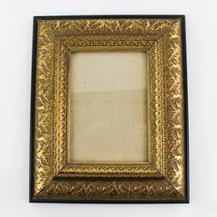 VTG Ornate Gold & Black Wooden Gesso Wall-Hanging Picture Frame 5" x 7" Photo