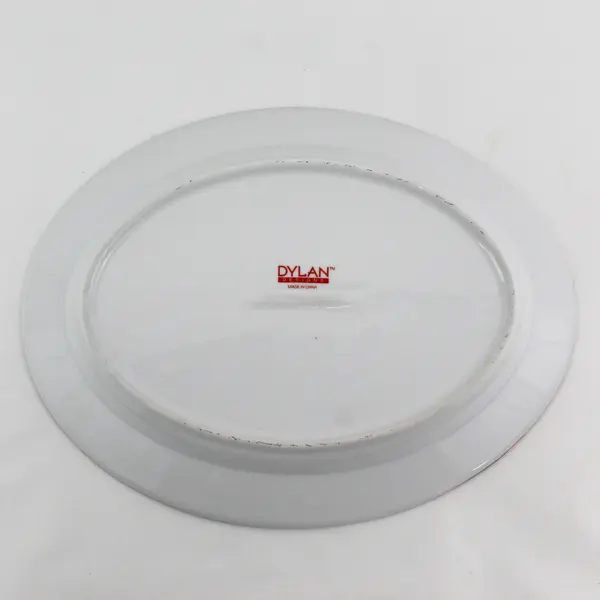 Vintage Dylan Designs Snowman Christmas Platter Plaid Border 14.5"