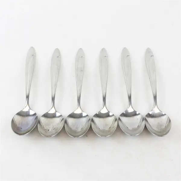 Lot of 6 Yamazaki (Patrick) Flatware Filar Pattern Oval Soup Spoons 7.25" Good