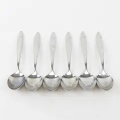Lot of 6 Yamazaki (Patrick) Flatware Filar Pattern Oval Soup Spoons 7.25" Good