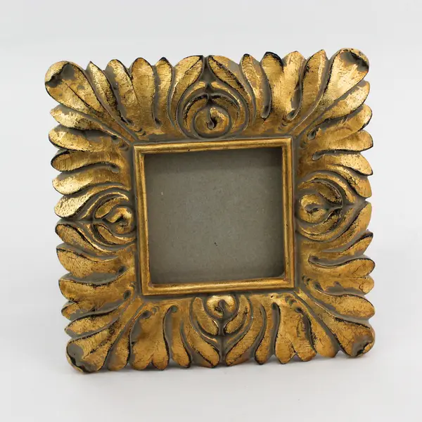 Gold Ornate Resin Free-Standing Square Frame 3.5" x 3.5" Photo