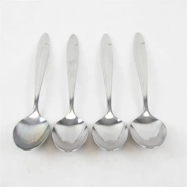 Lot of 4 Yamazaki (Patrick) Flatware Filar Pattern Oval Soup Spoons 7.25" Good