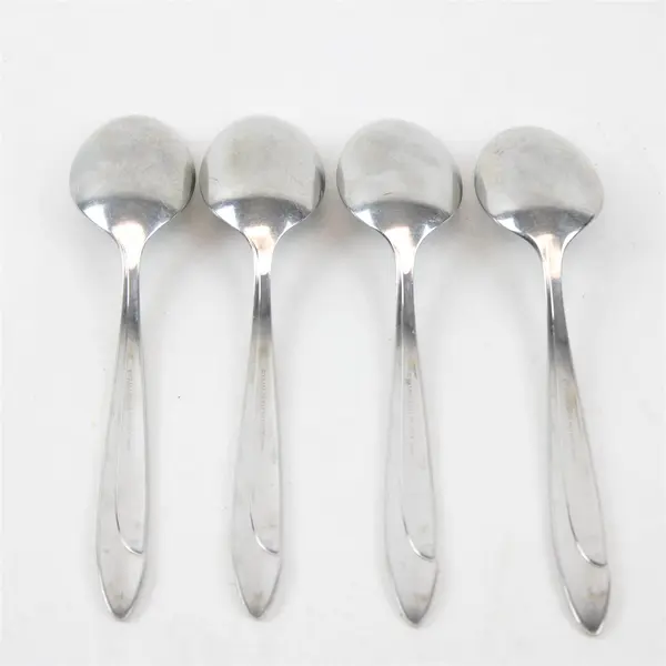 Lot of 4 Yamazaki (Patrick) Flatware Filar Pattern Oval Soup Spoons 7.25" Good