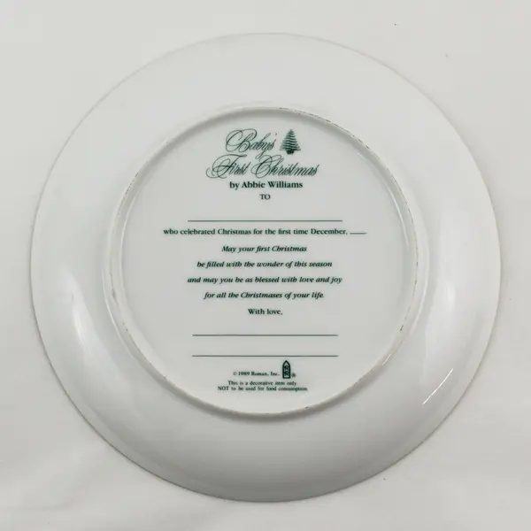 Roman Inc "Baby's First Christmas" By Abbie Williams Collector Decor Plate 1989