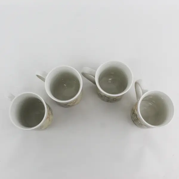 Set of 4 Debi Hron Holiday Home Christmas Tree Mugs 2006 Folk Art