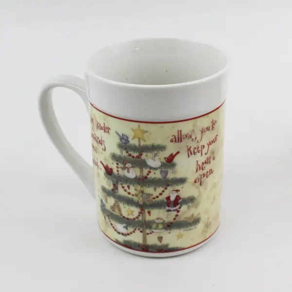 Set of 4 Debi Hron Holiday Home Christmas Tree Mugs 2006 Folk Art