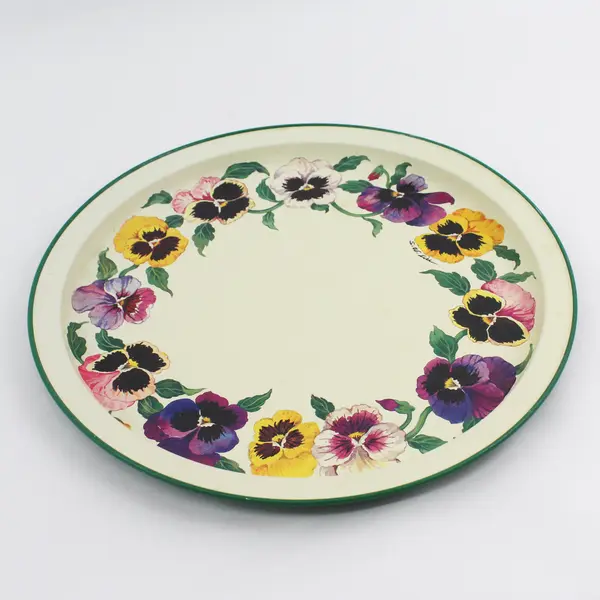 Vintage 1991 Potpourri Press Floral Pansies Tin Tray 13-1/4"