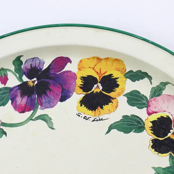 Vintage 1991 Potpourri Press Floral Pansies Tin Tray 13-1/4"