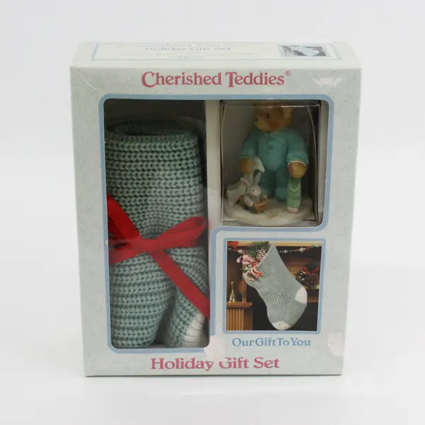2001 Enesco Priscilla Hillman Cherished Teddies Holiday Gift Set 864307 In Box