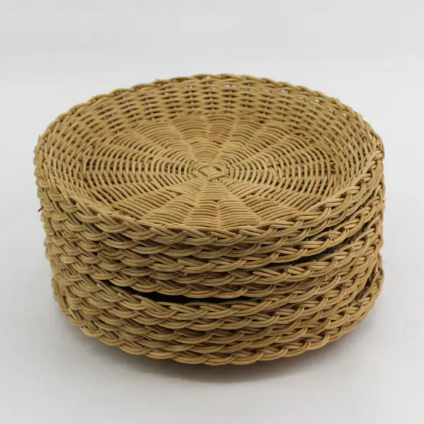 Set of 10 Woven Wicker Plate Holder Chargers 8.5"