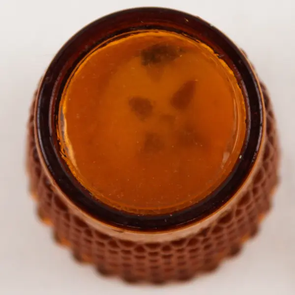 Set of 4 Vintage Amber Hobnail Glass Votive Candle Holders & Candles