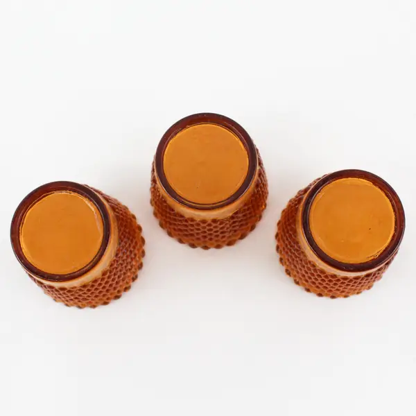 Set of 3 Vintage Amber Hobnail Votive Candle Holders