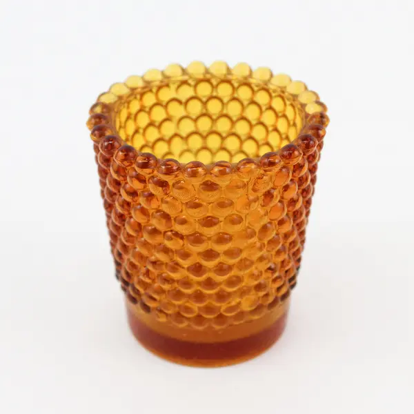 Set of 3 Vintage Amber Hobnail Votive Candle Holders