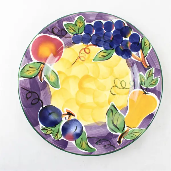 Set of 2 Tabletops Unlimited Scandicci 11in Hand-Painted Fruit Dinner Plates