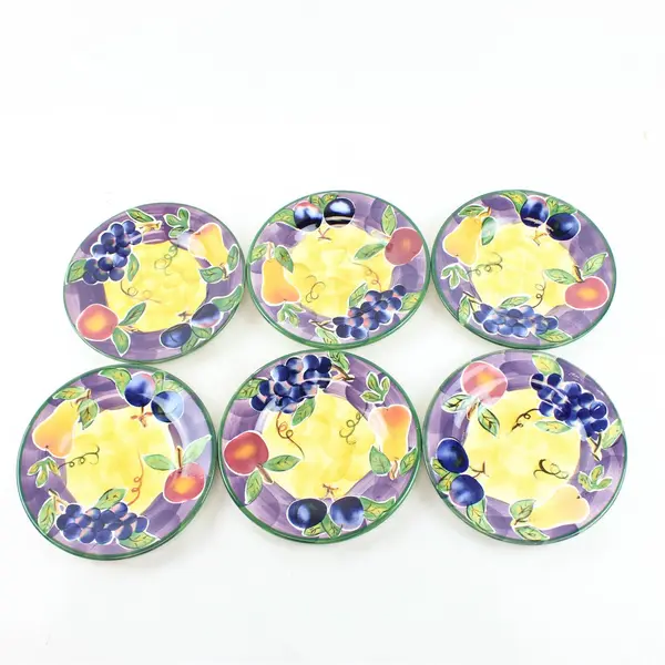 Set of 6 Tabletops Unlimited Scandicci Hand-Painted Fruit Plates