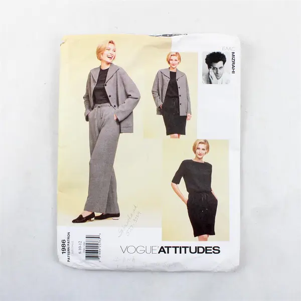 Vogue 1986 Mizrahi Jacket, Dress & Pants Uncut Sewing Pattern Size 8 10 12