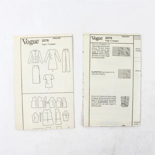 Vintage Vogue Wardrobe Sewing Pattern 2076 - Jacket, Dress, Top, Skirt, Pants