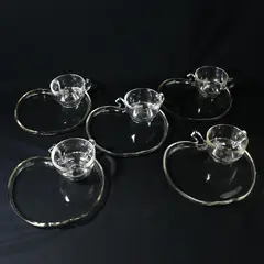 Set of 5 Hazel Atlas Orchard Apple Snack Sets Trays And Cups