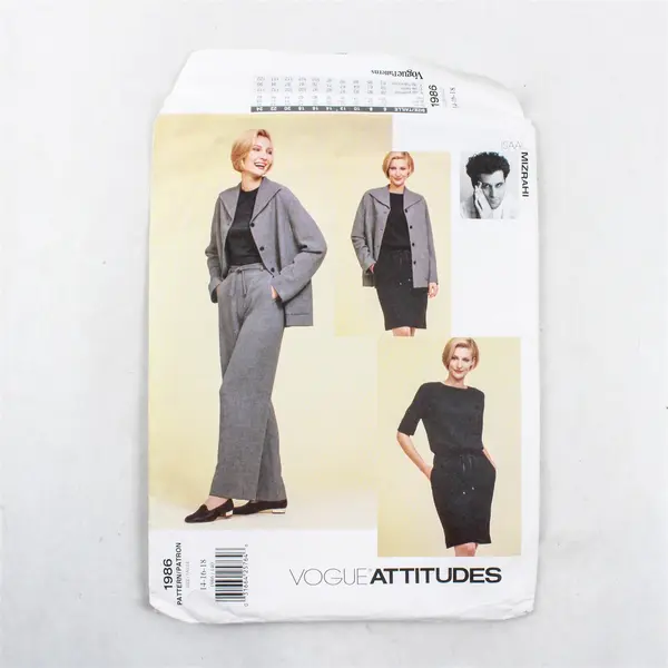 Vtg Vogue 1986 Mizrahi Jacket Dress & Pants Uncut Sewing Pattern Size 14 16 18