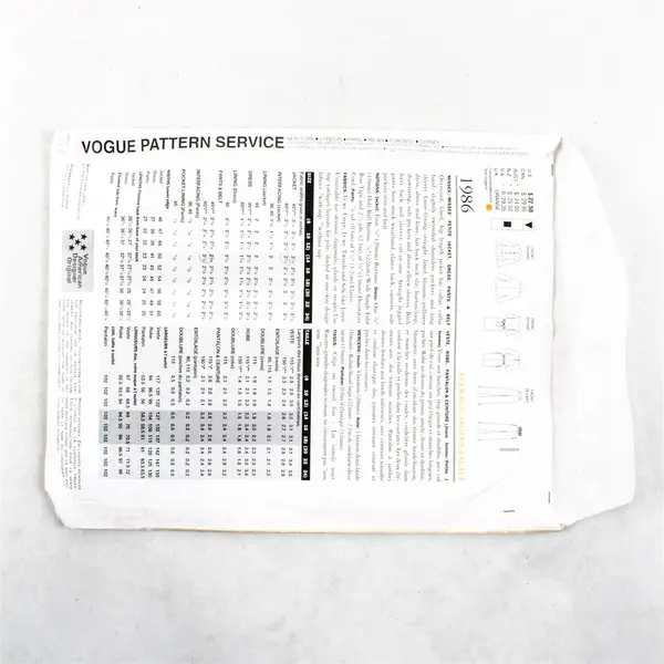Vtg Vogue 1986 Mizrahi Jacket Dress & Pants Uncut Sewing Pattern Size 14 16 18