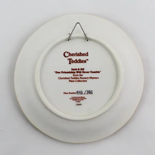 Cherished Teddies By Enesco 1994 Jack And Jill Nursery Rhyme Plate 114901