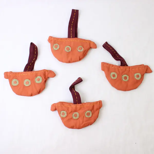 Set of 4 Pottery Barn Kids Thanksgiving Boat Napkin Utensil Holders