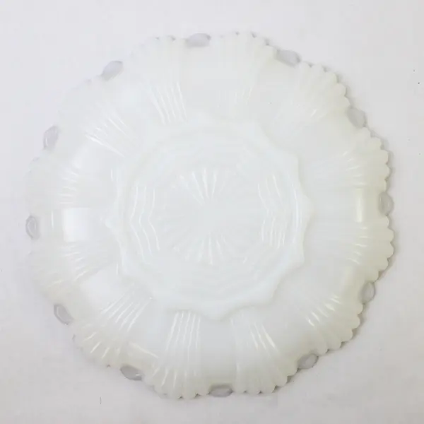 Vintage Anchor Hocking Fire King Gold Trim Milk Glass Divided Relish Tray