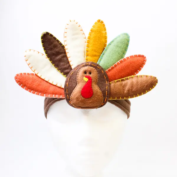 Set of 6 Thanksgiving Turkey Headbands with Easy Fasten Closures