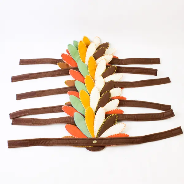 Set of 6 Thanksgiving Turkey Headbands with Easy Fasten Closures