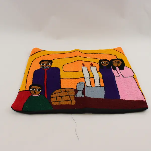 Handmade Ethiopian Jewish Needlepoint Pillow Cover 7.5x6