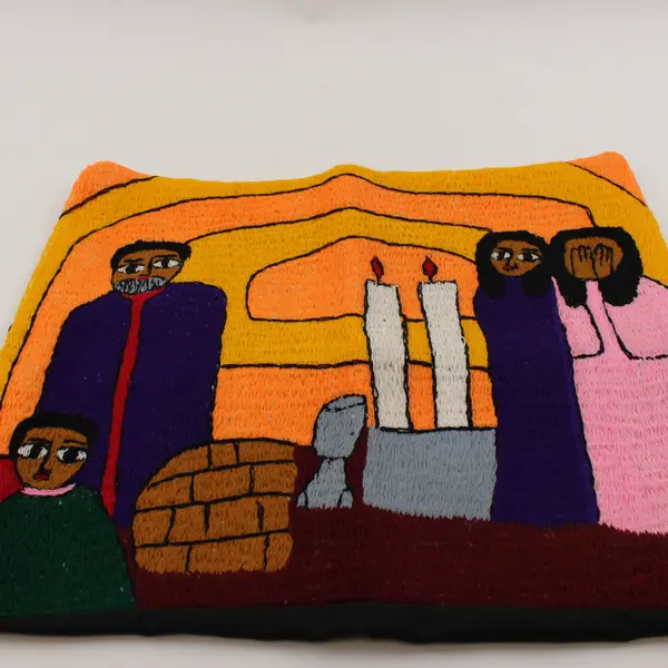 Handmade Ethiopian Jewish Needlepoint Pillow Cover 7.5x6