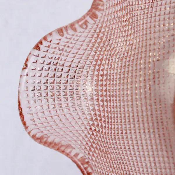 Vintage Pink Ruffled Edge Glass Bowl Candy Dish 6"