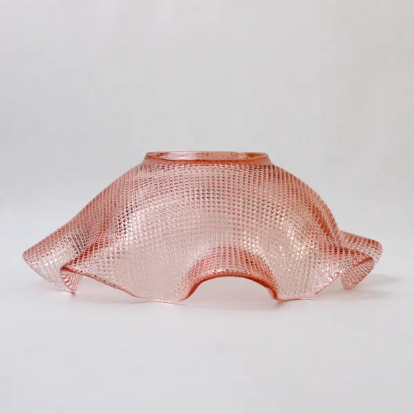 Vintage Pink Ruffled Edge Glass Bowl Candy Dish 6"