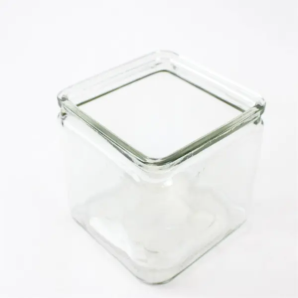 Lot of 3 Clear Glass Cube Vases 4" and 5"