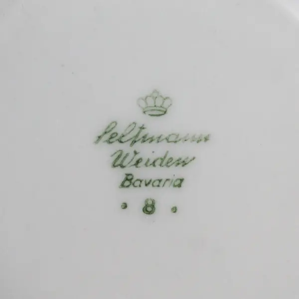  4 Seltzmann Weiden Inka Porcelain  Saucers White Gold Bands Scalloped Edge