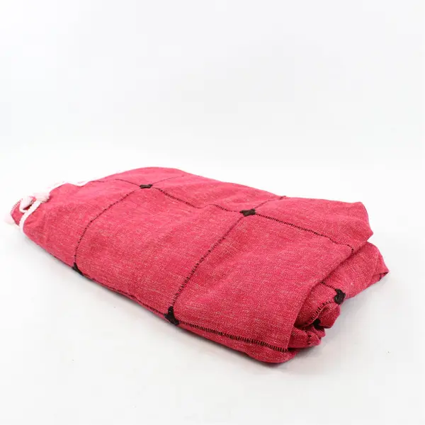 Vintage Red Square Tablecloth with Tassels 70" x 70"