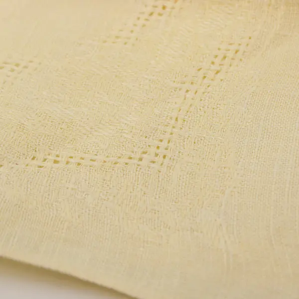 Lot of 4 Vintage Pale Yellow Damask Linen Tablecloth Floral Jacquard & 3 Napkins