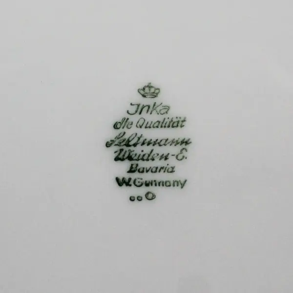 6 Seltzmann Weiden Inka Porcelain Salad Plates White Gold Bands Scalloped Edge