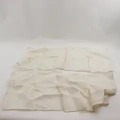 Set of 4 Vintage Ivory Linen Napkins Embroidered Border Square