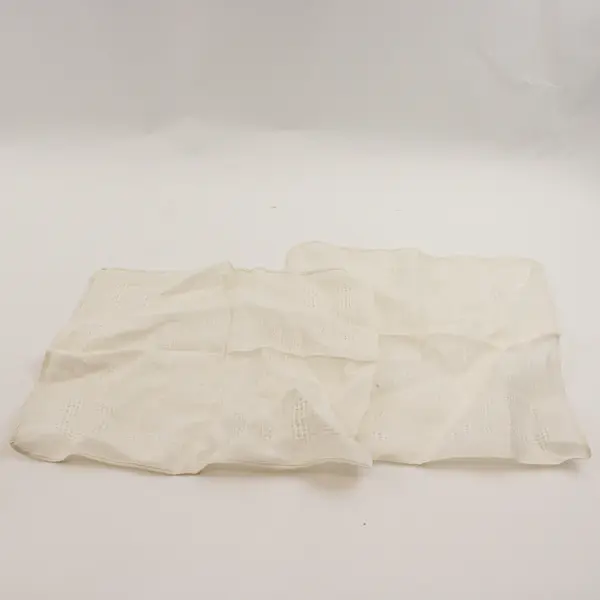 Set of 4 Vintage Ivory Linen Napkins Embroidered Border Square