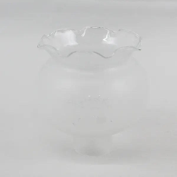 Cranberry Glass And Marble Table Lamp W/ Round Etched Ruffled Rim Frosted Shade