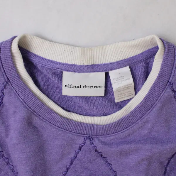 Alfred Dunner Floral Embroidered Purple Crew Neck Sweatshirt Women's Large