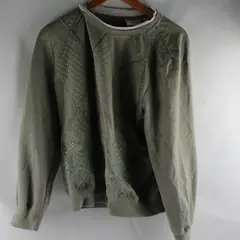 Alfred Dunner Floral Embroidered Green Crew Neck Sweatshirt Women's Large