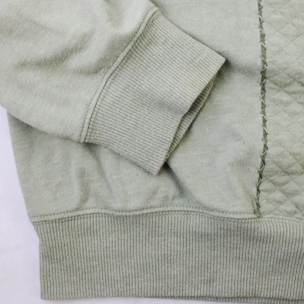 Alfred Dunner Floral Embroidered Green 1/4-Zip Sweatshirt Women's Large