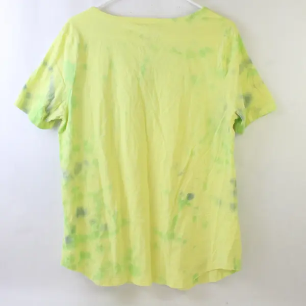Just My Size Yellow Green & Gray V-Neck Short-Sleeved T-Shirt Women's 1X 16W