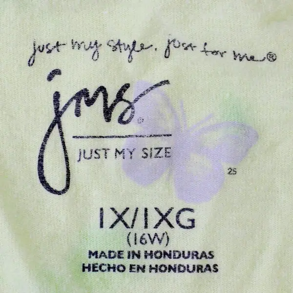 Just My Size Yellow Green & Gray V-Neck Short-Sleeved T-Shirt Women's 1X 16W