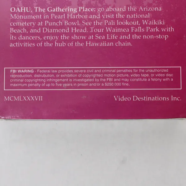 Hawaii A Pacific Paradise 1987 VHS Featuring the Islands of Hawaii New Sealed