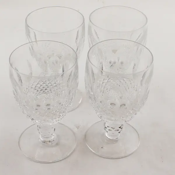 Set of 4 Vintage Waterford Colleen Crystal Water Goblets Cut Glass Stemware